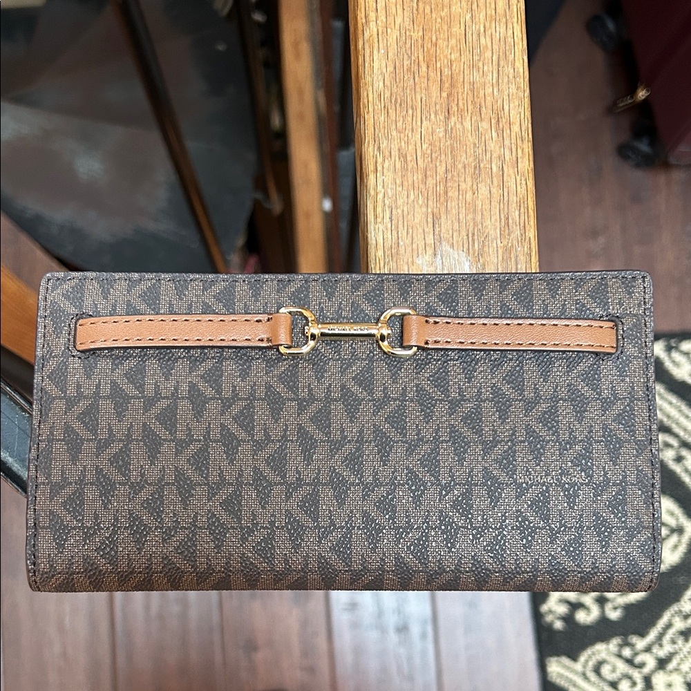 Michael Kors Brown Wallet with Gold Accents